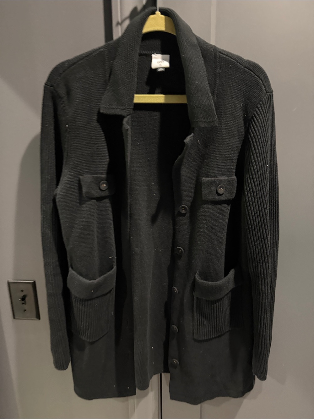 CAbi Black Knit Button-Front Cardigan Coat